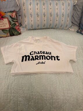 White slashed Crop Tee